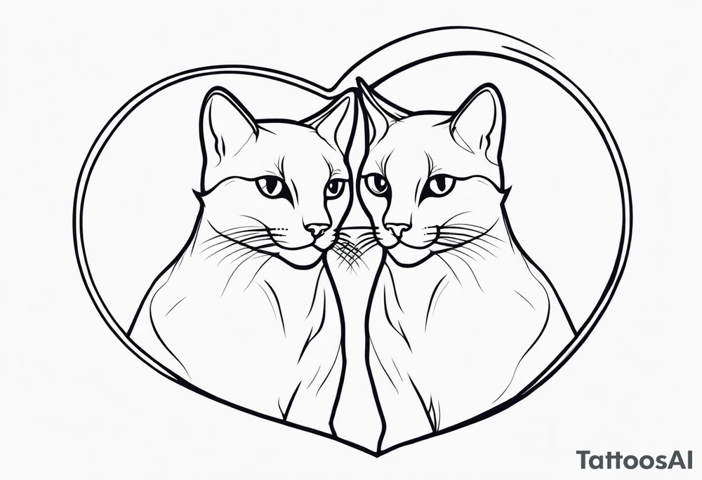 2 cats with a heart tattoo idea