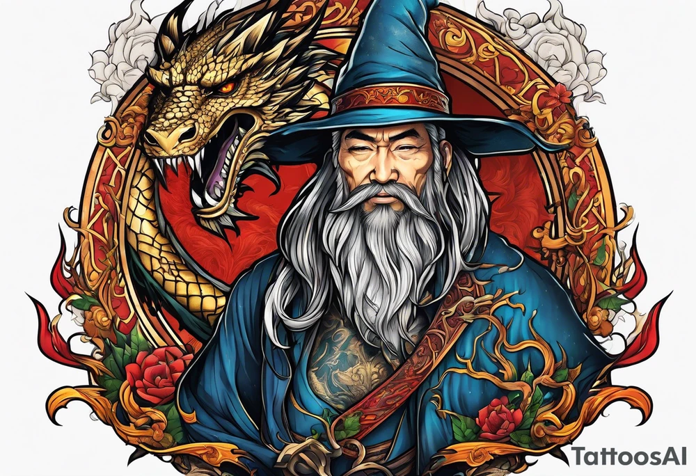 Wizard with dragon tattoo idea
