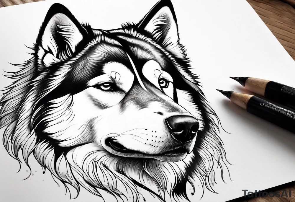 Half malamute tattoo idea