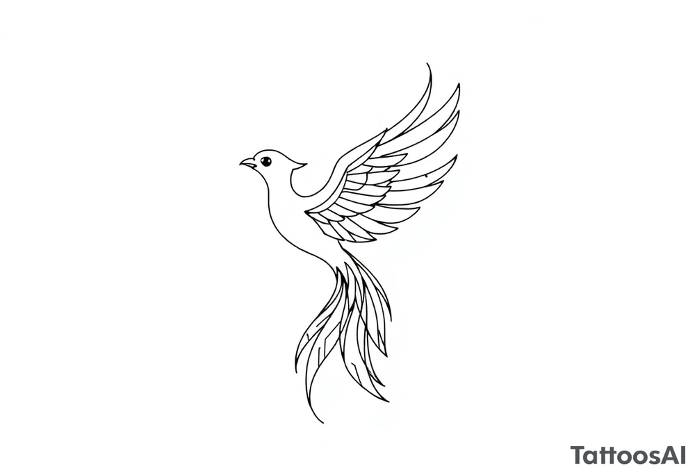 Fine line phoenix with line work tattoo idea