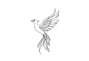 Fine line phoenix with line work tattoo idea