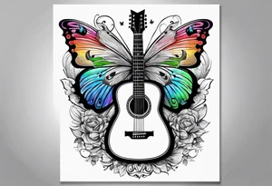 Guitar, butterfly, rainbow, Nintendo tattoo idea