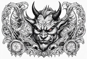 old school devil placed in the chest tattoo idea