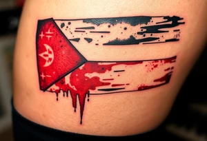 A distressed Czech flag with a grunge texture, giving it a bold, rugged, and rebellious feel tattoo idea