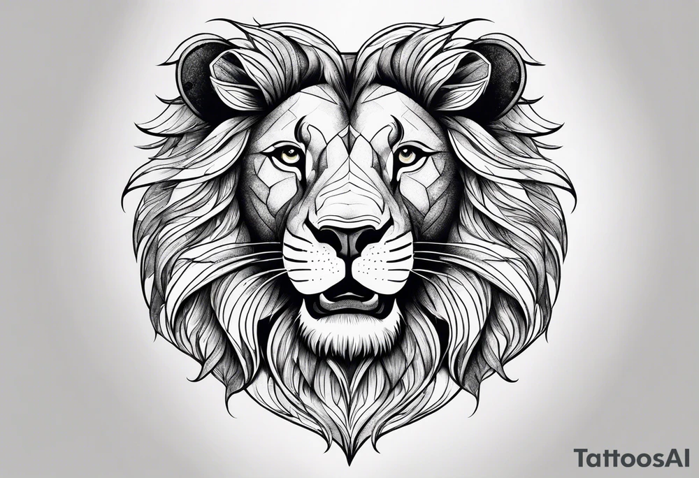 a lion head shaped like a heart tattoo idea