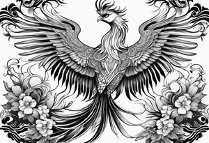 asian elegant phoenix
with a long neck, with no wings, graceful tattoo idea