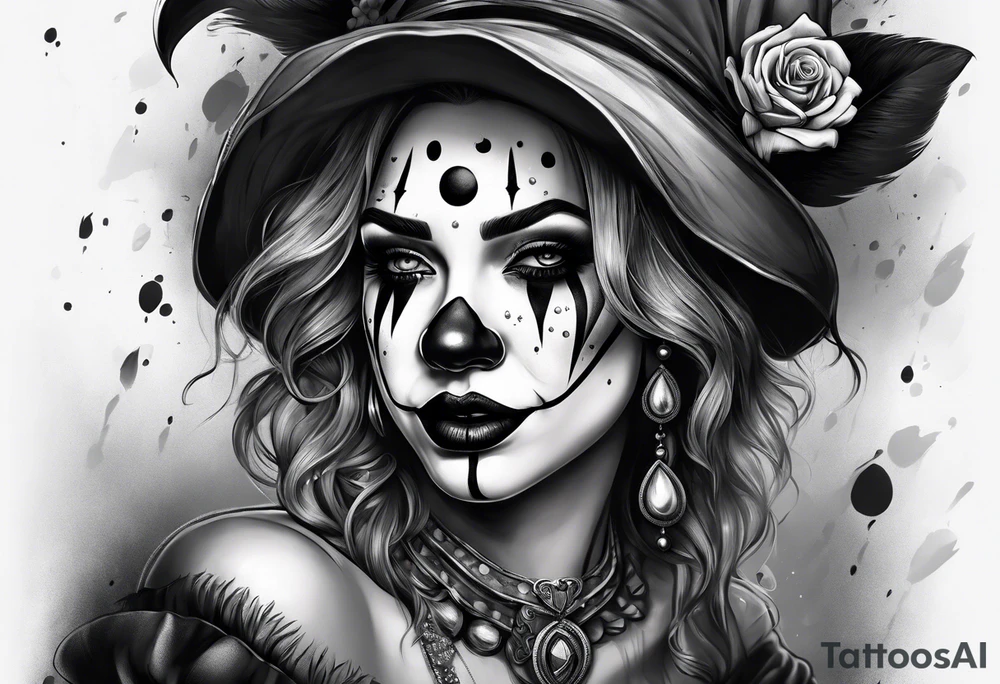 Girl clown crying tattoo idea
