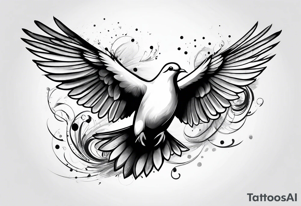 Dove flying horizontally tattoo idea