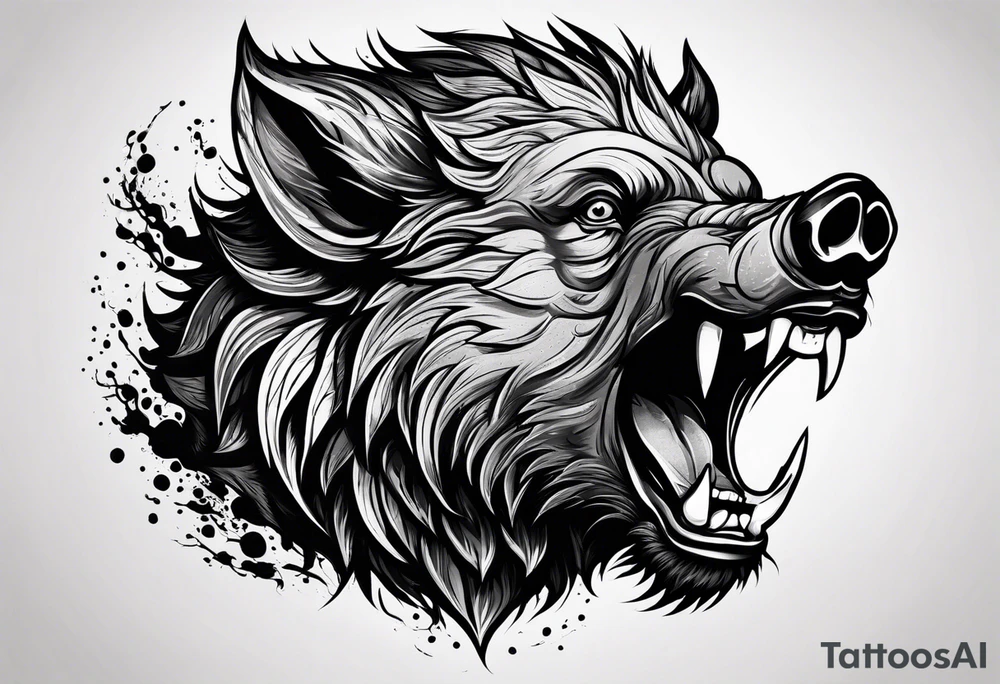 face angry boar tattoo idea