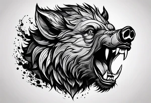face angry boar tattoo idea