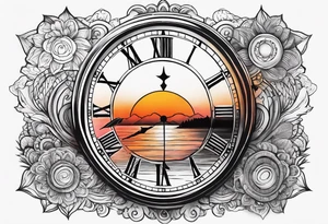 time element in sunset for man simple design tattoo idea