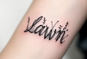 Grass from a forest that spell the word lawn tattoo idea