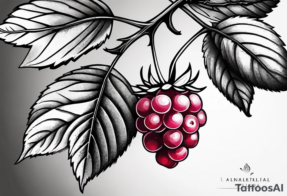 a small skinny raspberry branch that is hanging upside down tattoo idea