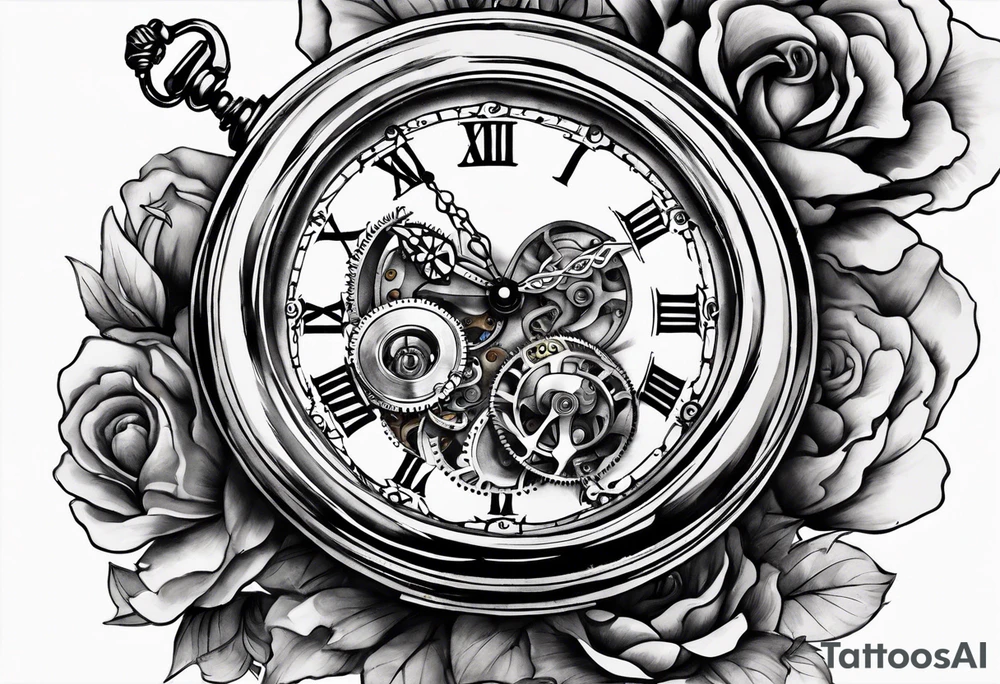 Old school pocket watch exploded showing inner mechanism tattoo idea Old school pocket watch exploded showing inner mechanism tattoo idea
