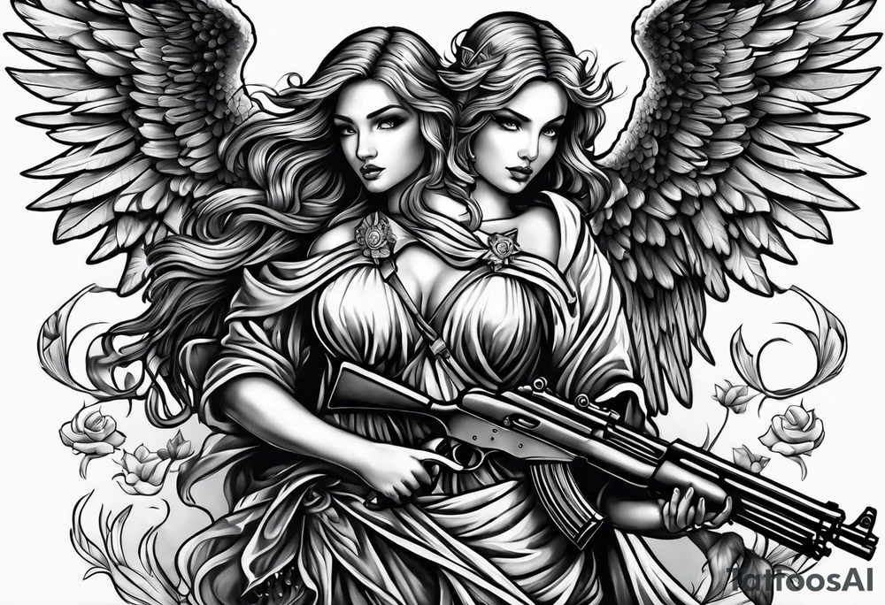 Angels with guns tattoo idea