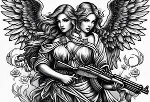 Angels with guns tattoo idea