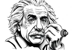 Einstein using a embosser tattoo idea