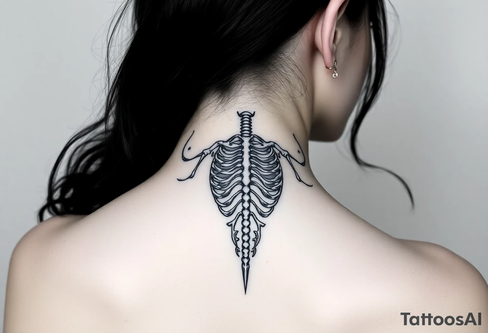 Gothic siren with skeletal portions showing tattoo idea