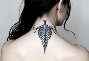 Gothic siren with skeletal portions showing tattoo idea