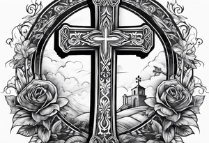 cross coming out of a grave tattoo idea