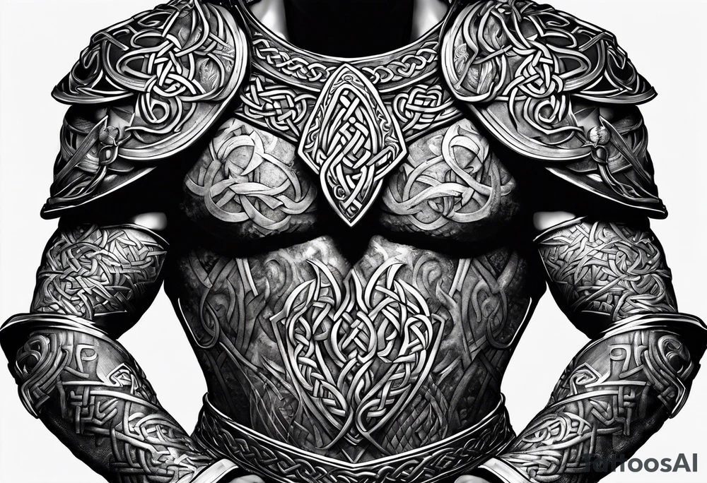 full torso celtic armor viking tattoo idea