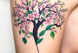Lilly of the vally plants underneath a blooming hawthorn tree tattoo idea