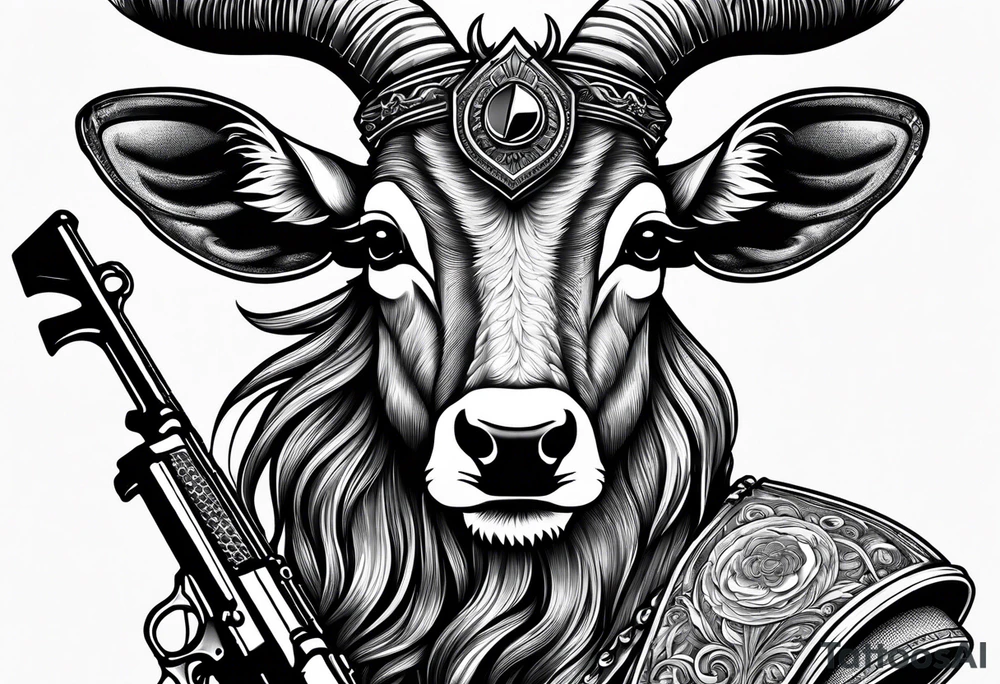 capricorn with sunglasses and shotgun tattoo idea