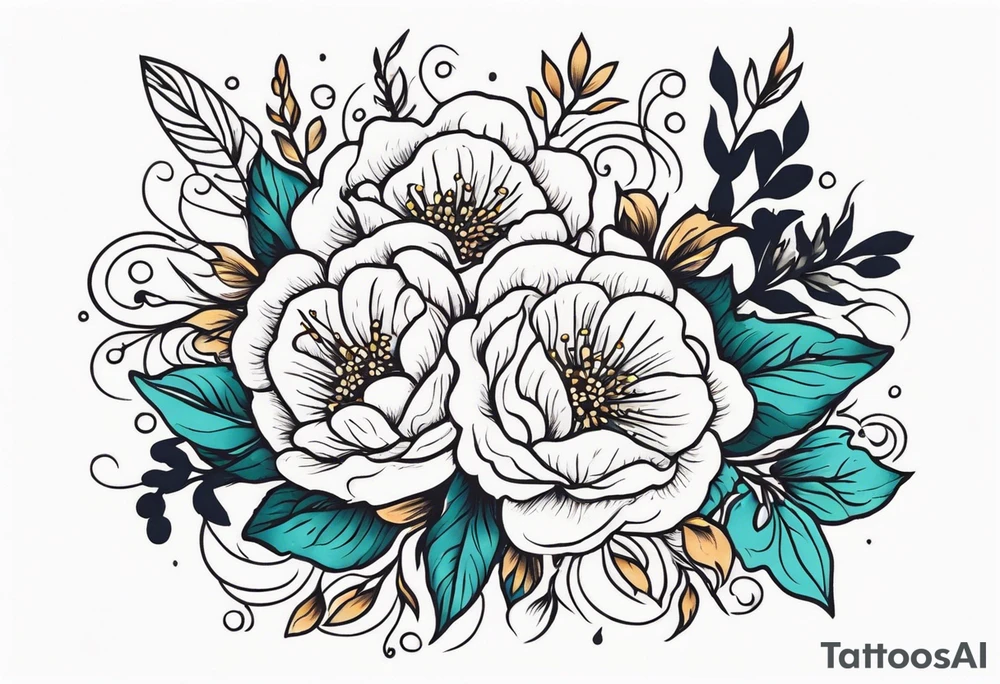 deep waters 
vintage tattoo style old school traditional bold color simple with flowers surrounded tattoo idea