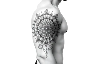 intricate mandala with sacred geometry and cosmic elements tattoo idea