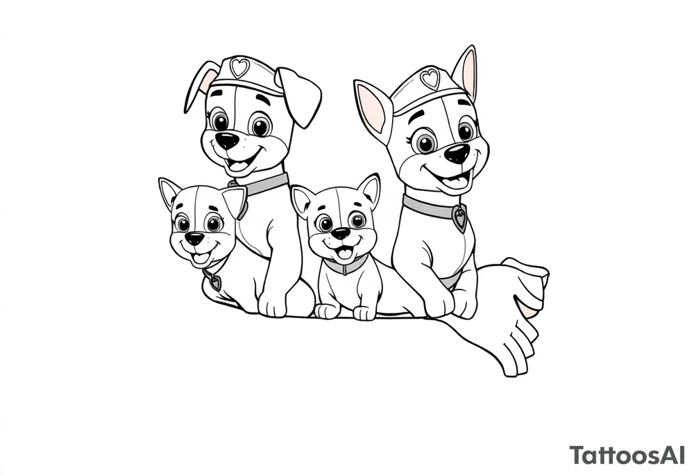 full squad of paw patrol tattoo idea