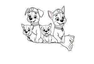full squad of paw patrol tattoo idea
