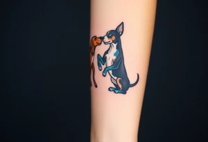 rednose pitbull and black blue heeler dogs playing together tattoo idea