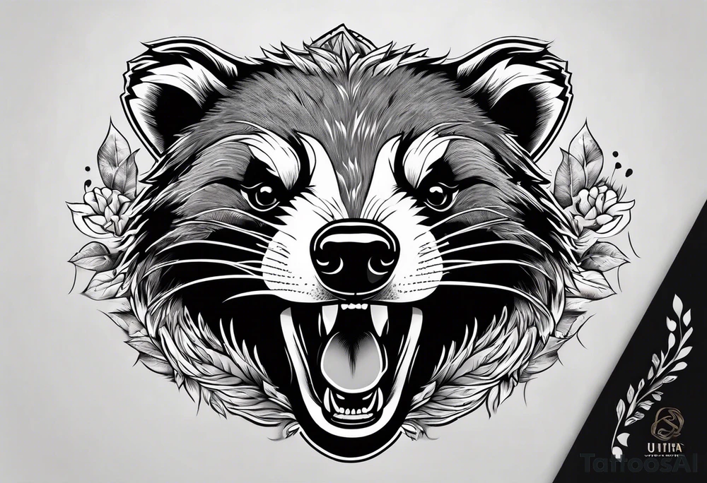 Neo traditional badger with mouth open arm up tattoo idea Neo traditional badger with mouth open arm up tattoo idea