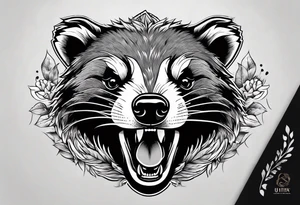 Neo traditional badger with mouth open arm up tattoo idea