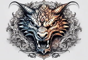 "Property of Master Wolek" with Small dragon head tattoo idea