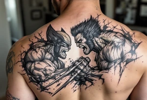 Marvels Wolverine fighting the incredible hulk tattoo idea