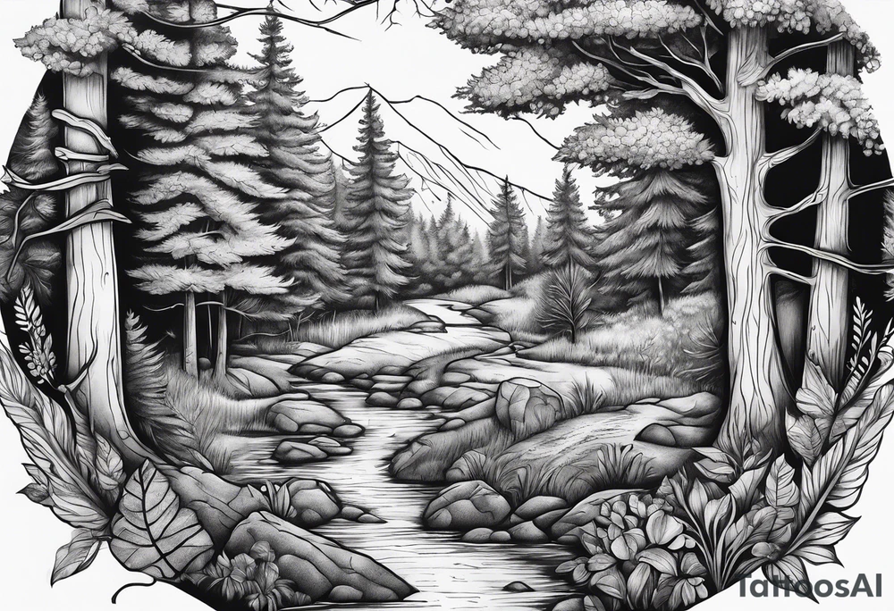 Woodland scene tattoo idea