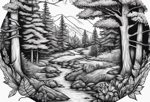 Woodland scene tattoo idea