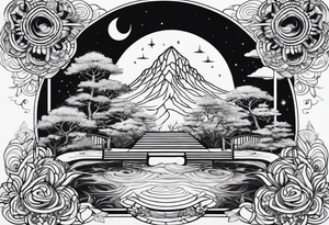 Mystical zen garden tattoo idea