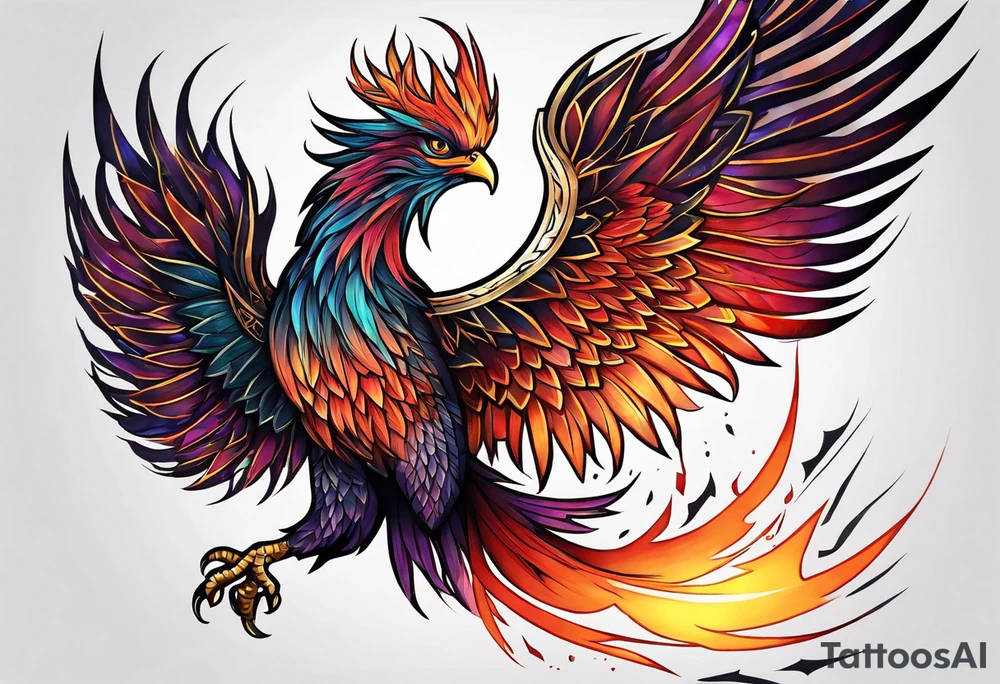 Phoenix rising from the ashes tattoo idea
