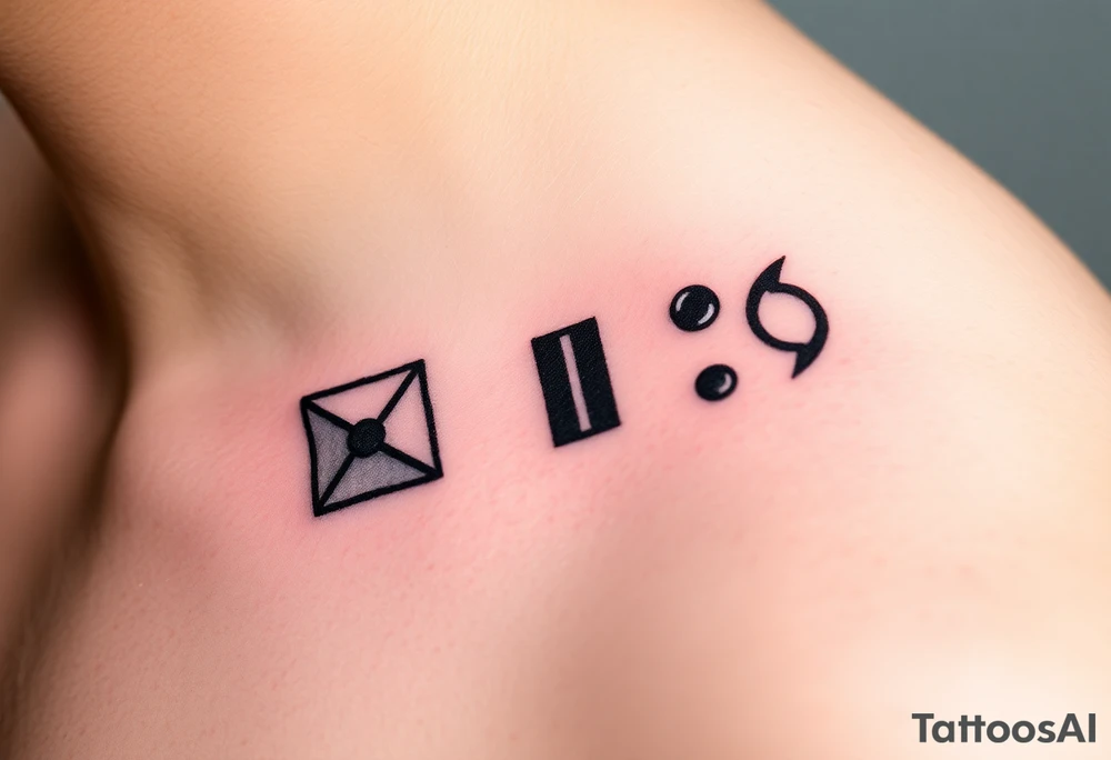 Powerful symbolic of play button, pause button, stop button and rewind tattoo idea
