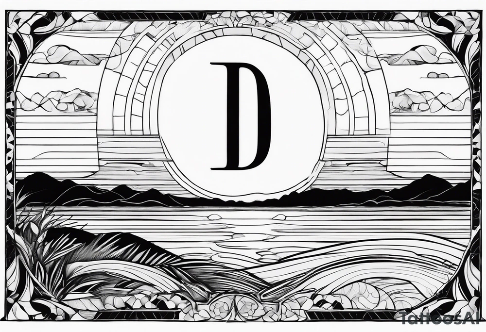 Dawn horizon with the letter D tattoo idea