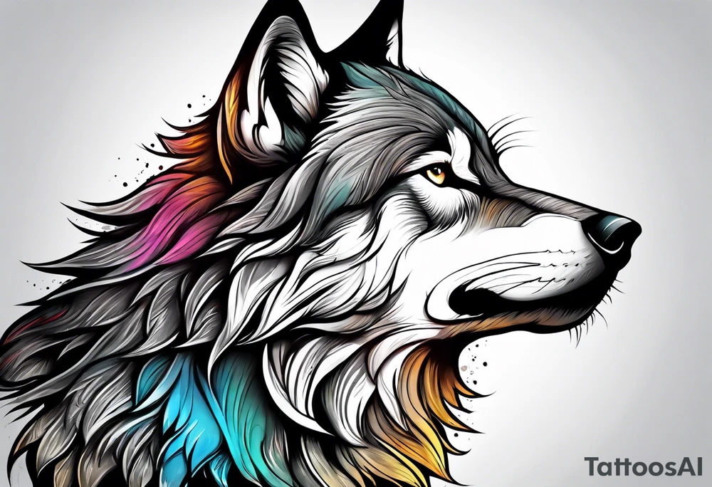 Wolf howling tattoo idea