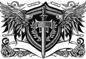 Valhalla sword  fire chains shield wings tattoo idea