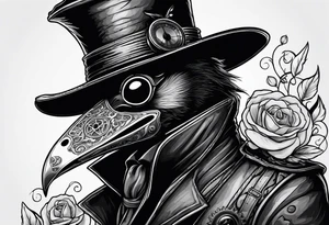 steampunk plague doctor with raven tattoo idea