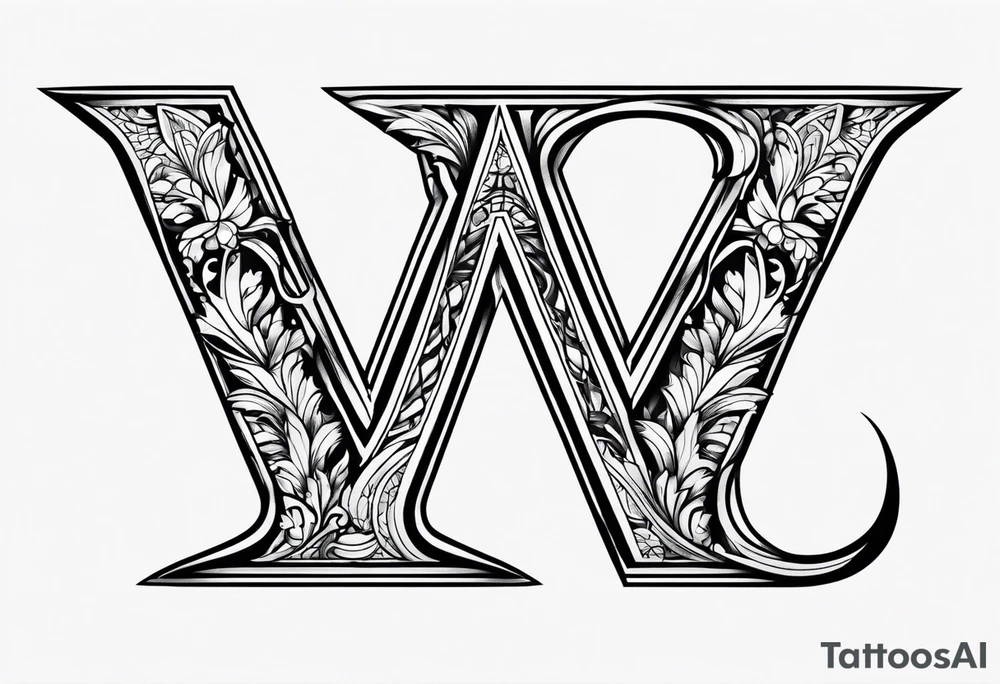 Merge letter M with number 24 tattoo idea