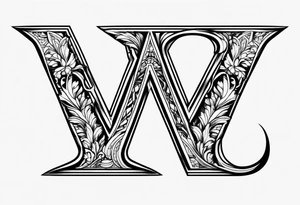 Merge letter M with number 24 tattoo idea