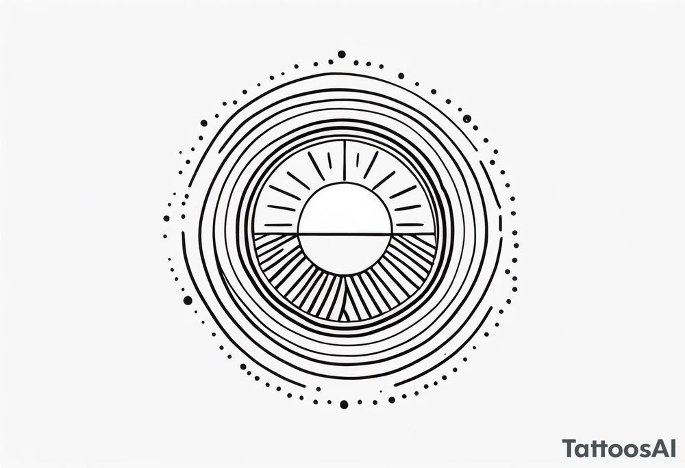 simple sunshine made of black dots tattoo idea
