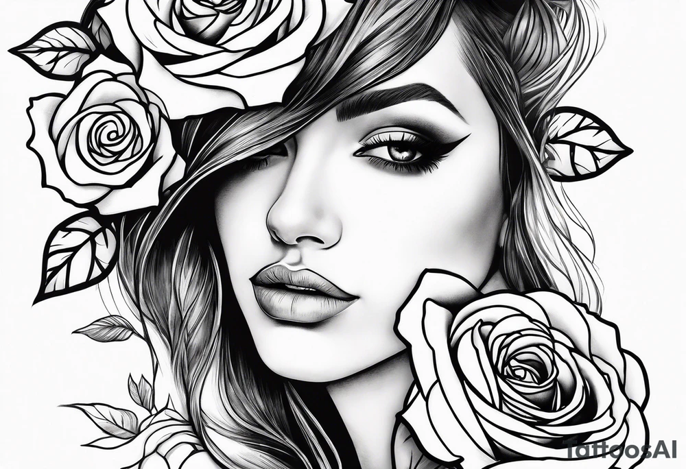 Women fall into roses tattoo idea