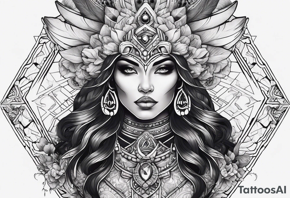kali ma, alien goddess, valkrye, aries, pirate, divine feminine, zenza resonance, pachamama, lotus azul, blank panther, eagle, skull, 5D, nueva gaya, dna 12 tattoo idea